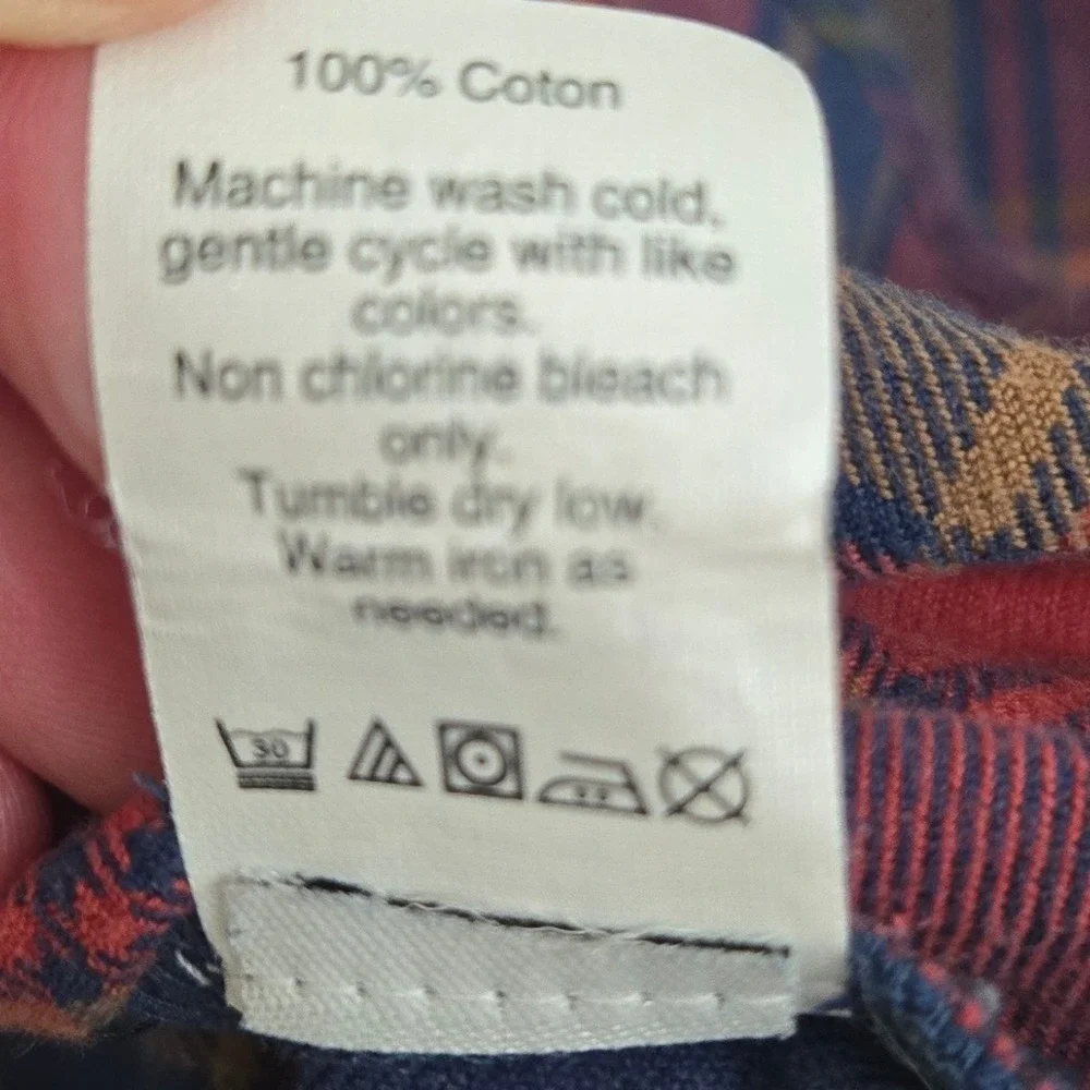 Madewell Oversized Ex-Boyfriend Flannel Shirt Plaid Red Navy Button Down Women S - Picture 8 of 10